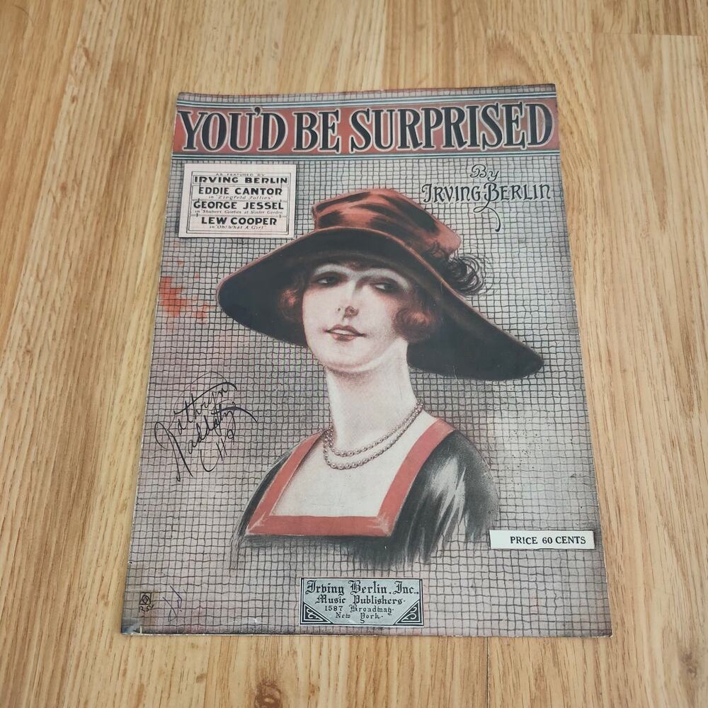 1919 You'd Be Surprised Irving Berlin Ziegfeld Follies Sheet Music Cover Art